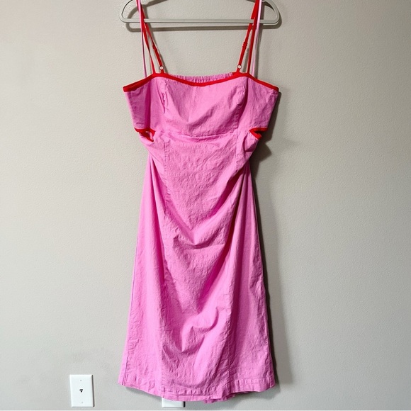 Anthropologie Pink Midi Dress with Red Accents - Dafni - Picture 4 of 13
